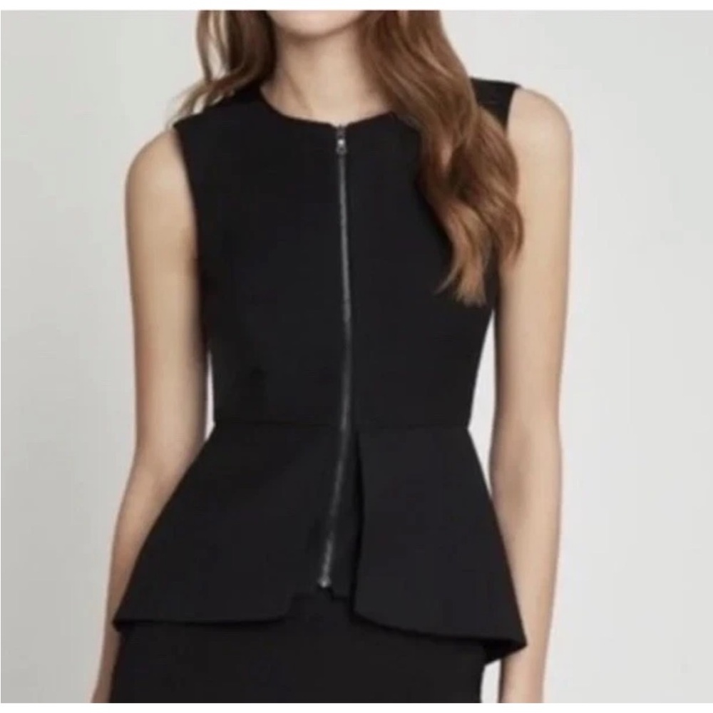 BCBGMaxAzria Black Abrilee Sleeveless Peplum Vest Top XS